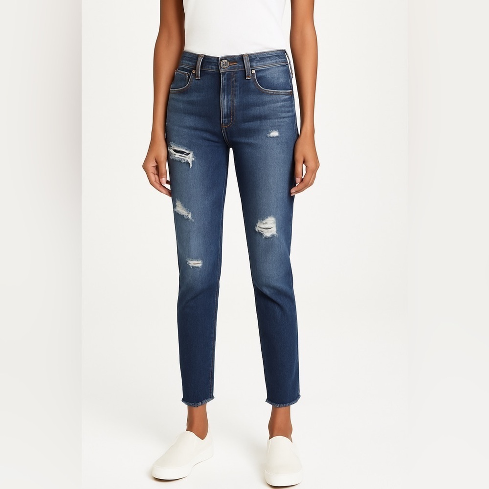 Moussy Vintage Premium Distressed Medium Wash Blue Jeans 25 Style 010AAC12-2650